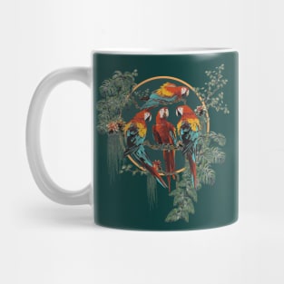 Polygonal Illustration of  scarlet Macaw birds with Amazon plants Mug